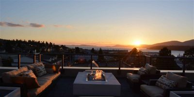 Aerial view from the rooftop of Majestic Inn during sunset